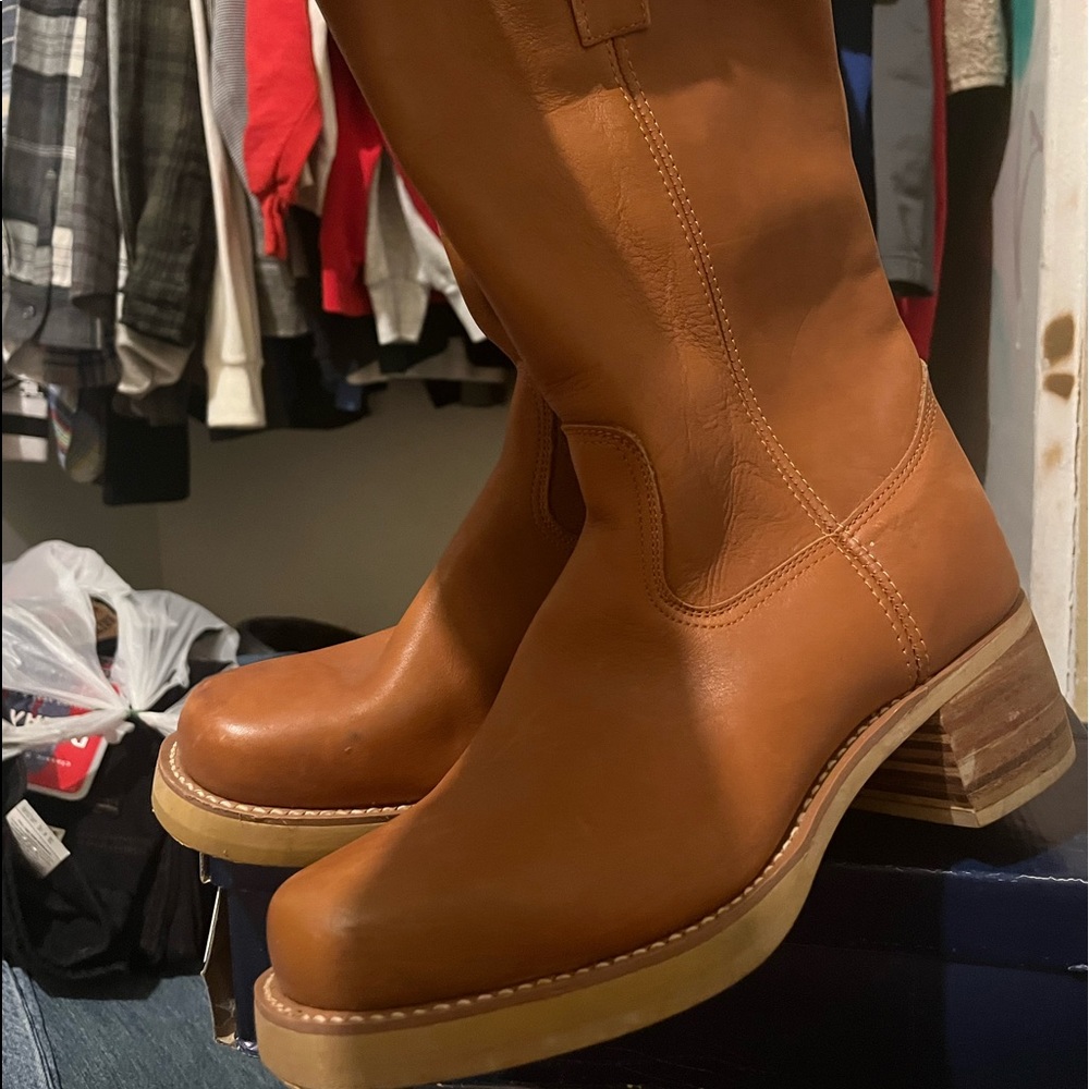 Brown genuine leather boots